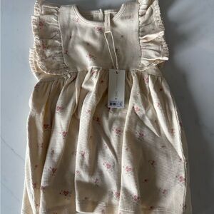 Quincy Mae Cream and Pink Kids Flower Dress - with tags